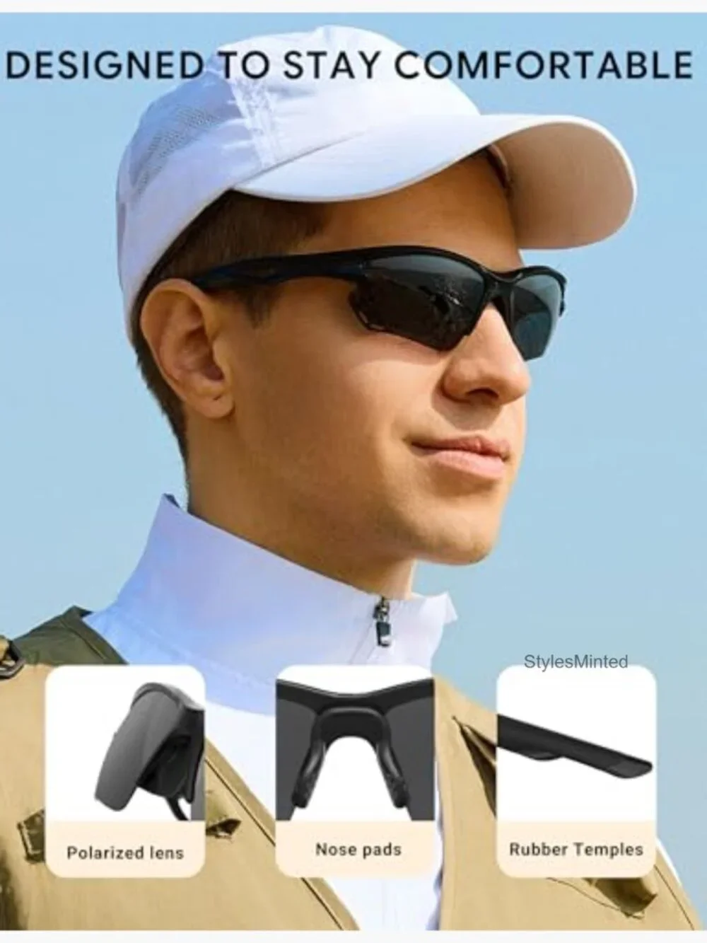 Polarized TR90 Sport Sunglasses for Men Lightweight UV Protection